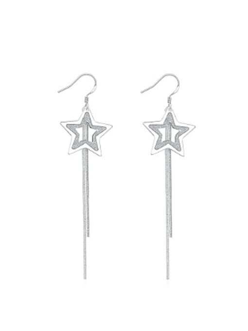 OUXI Simple Slim Lines Hollow Star Earrings 0