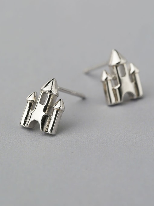 White 925 Silver Castle Shaped stud Earring