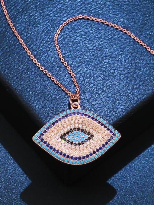 CC Copper With Cubic Zirconia Fashion Evil Eye Necklaces 2