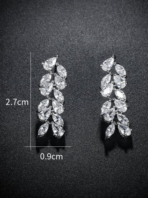 Mo Hai Copper With Platinum Plated Delicate Leaf Stud Earrings 1