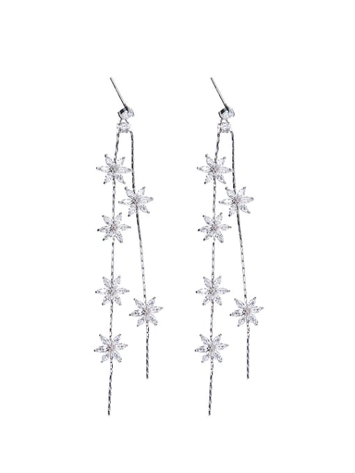 CEIDAI Fashion Tiny Flowers Zirconias Copper Drop Earrings