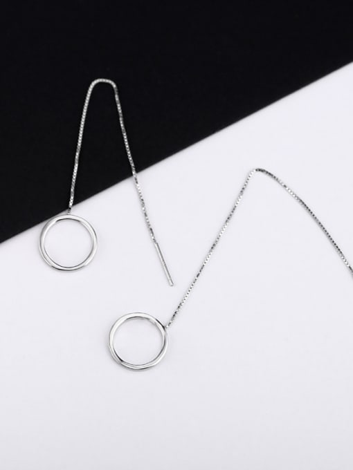 Peng Yuan Hollow Round Silver Line Earrings 2