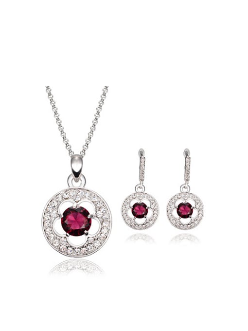 BESTIE Alloy White Gold Plated Fashion Stone and Rhinestone Two Pieces Jewelry Set 0