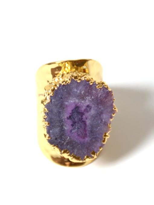 Purple Exaggerated Personalized Geometrical Natural Crystal Opening Ring