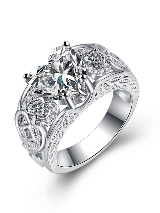 White Color Shining Heart-shape Zircons Fashion Ring
