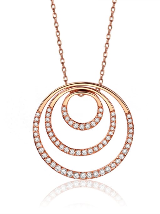 ALI Fashion circle AAA zircon necklace rose gold silver two color selectable 3