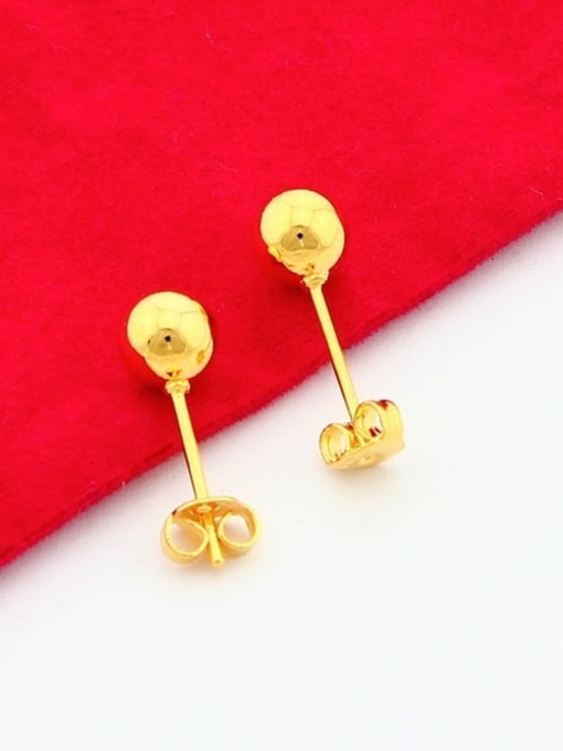 golden Fashionable 24K Gold Plated Round Shaped Stud Earrings