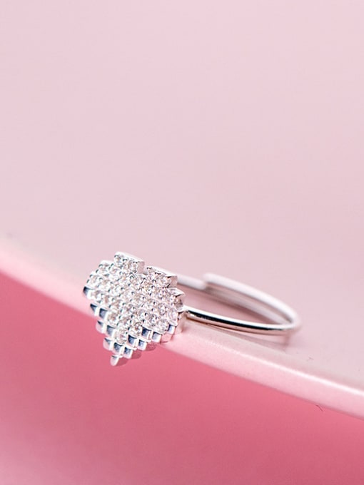 Rosh Elegant Heart Shaped Shining Zircons S925 Silver Ring 2