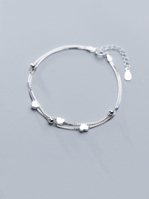 Rosh 925 Sterling Silver With Platinum Plated Simplistic Heart Bracelets