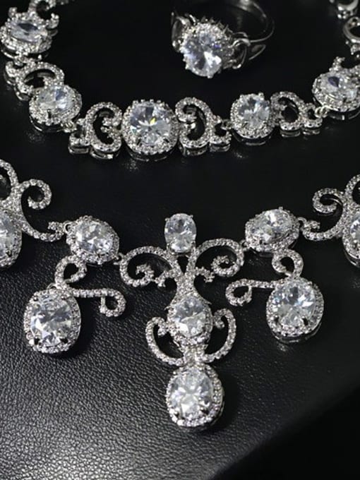 Silvery White Retro Wedding Accessories Four Pieces Jewelry Set