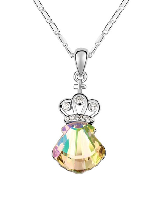 multi-color Simple Little Crown Shell-shaped austrian Crystal Alloy Necklace