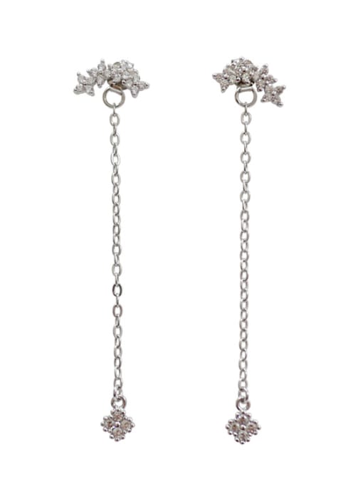 DAKA Fashion Tiny Flowers Cubic Zircon Silver Stud Earrings 0