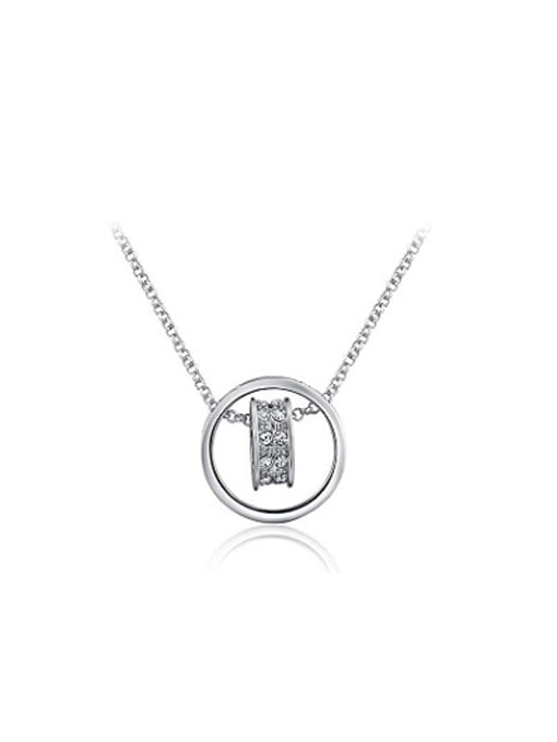 Platinum Exquisite Double Round Shaped Austria Crystal Necklace