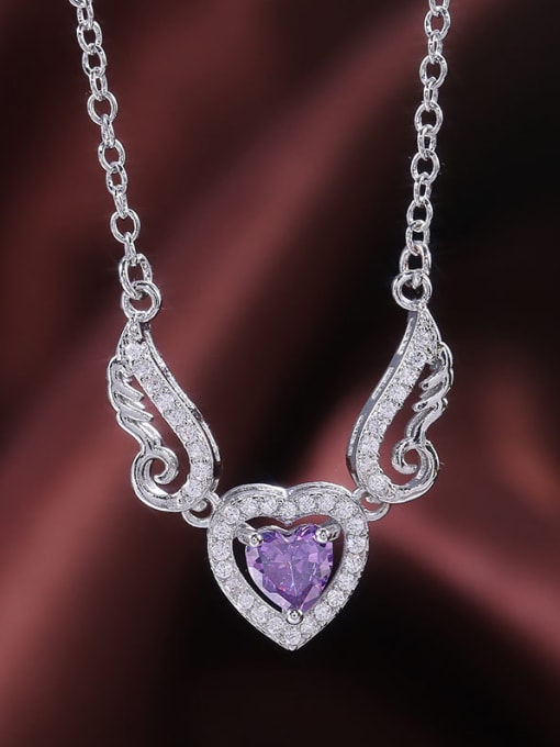 purple Copper With Platinum Plated Simplistic Heart Necklaces