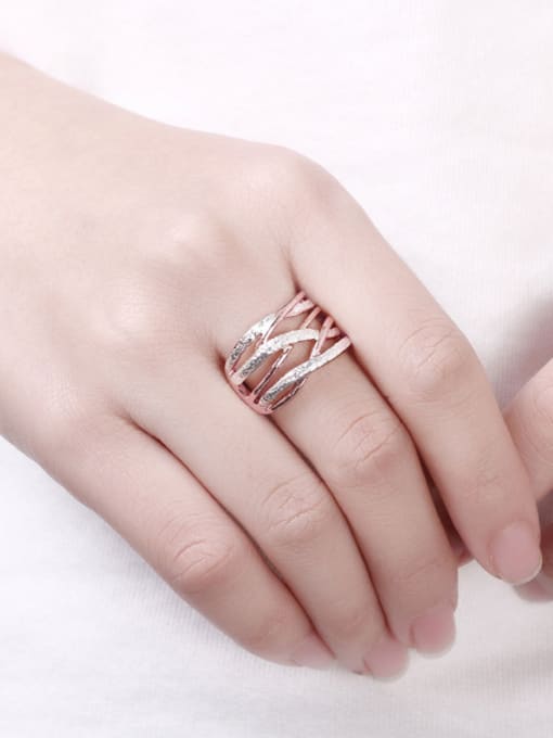 OUXI Fashion Multi-band Rose Gold Plated Ring 1