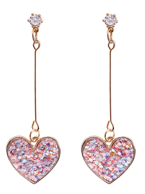 Girlhood Alloy With 18k Gold Plated Romantic Heart Drop Earrings 3