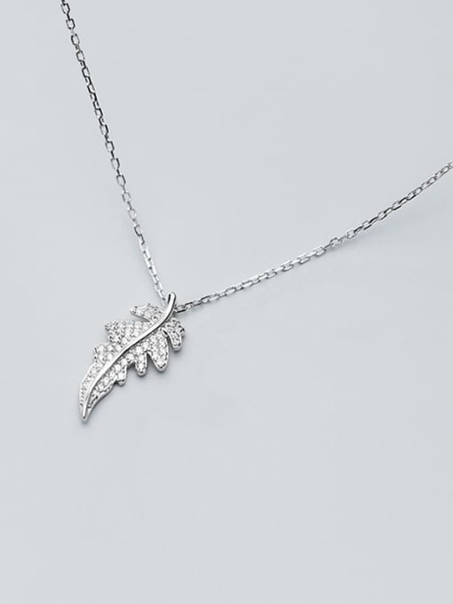 Rosh 925 Sterling Silver With Platinum Plated Simplistic Leaf Necklaces 0