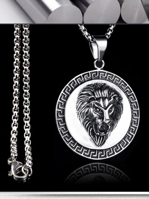 BSL Stainless Steel With Antique Silver Plated Trendy Animal lion's head Necklaces 2