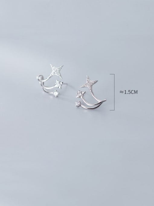 Rosh 925 Sterling Silver With Cubic Zirconia Simplistic Star Stud Earrings 3