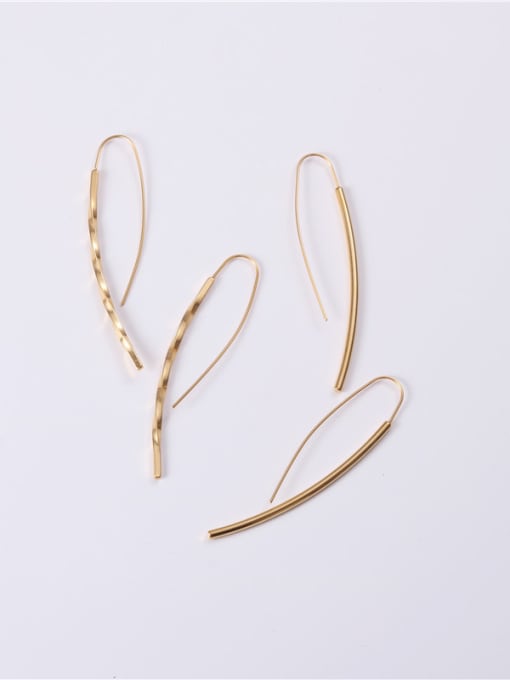 GROSE Titanium With Gold Plated Simplistic Chain Hook Earrings 0