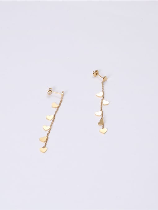 GROSE Titanium With Gold Plated Simplistic Heart Drop Earrings 1