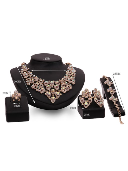 BESTIE Alloy Imitation-gold Plated Fashion Artificial Stones and Rhinestones Four Pieces Jewelry Set 2