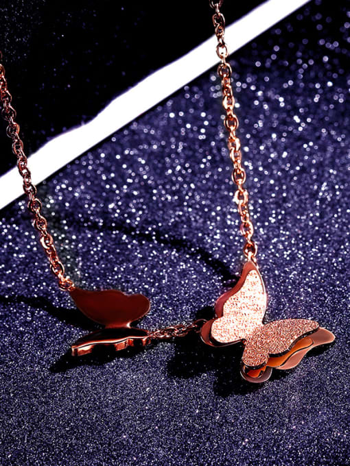 Rose Gold Female Personality Titanium Steel Butterfly Necklace