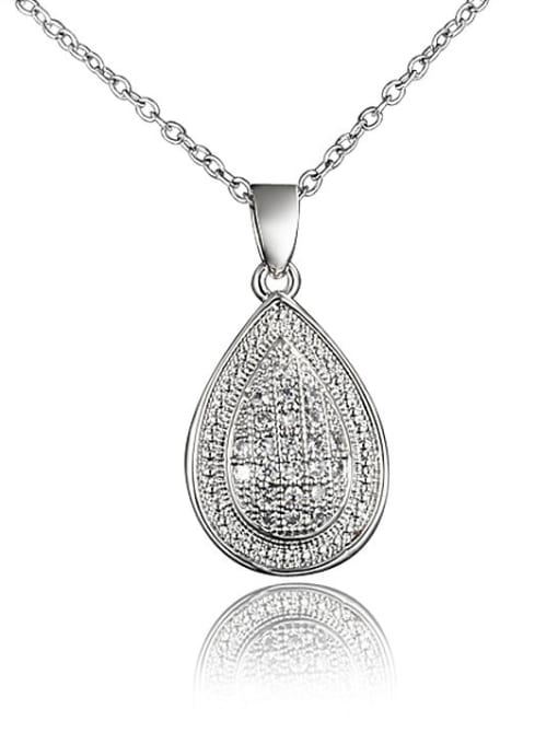 White Gold Delicate 18K Platinum Plated Water Drop Zircon Necklace