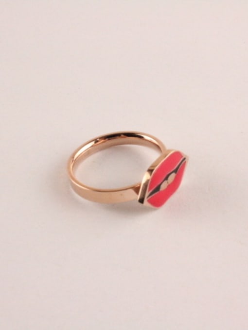 GROSE Red Lip Fashion Titanium Ring 0