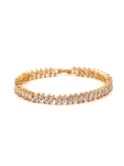 White Copper Alloy Gold Plated Fashion Simple Zircon Bracelet
