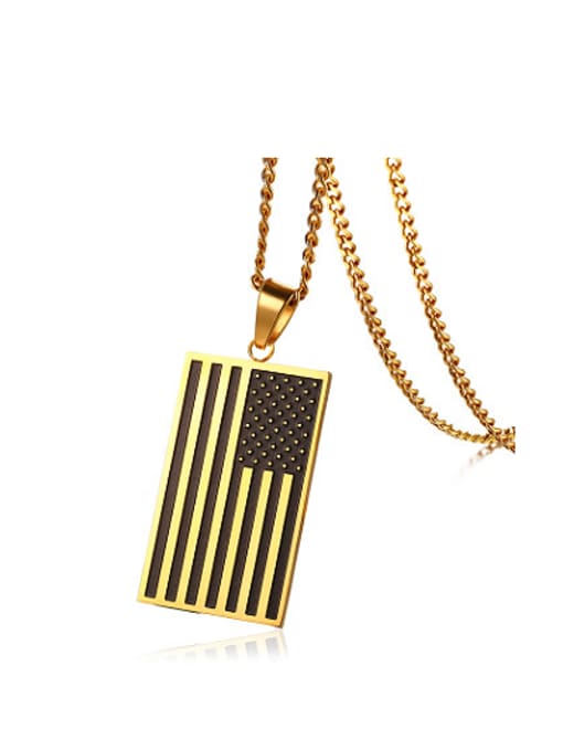 CONG Personality Flag Shaped Gold Plated Titanium Pendant 0