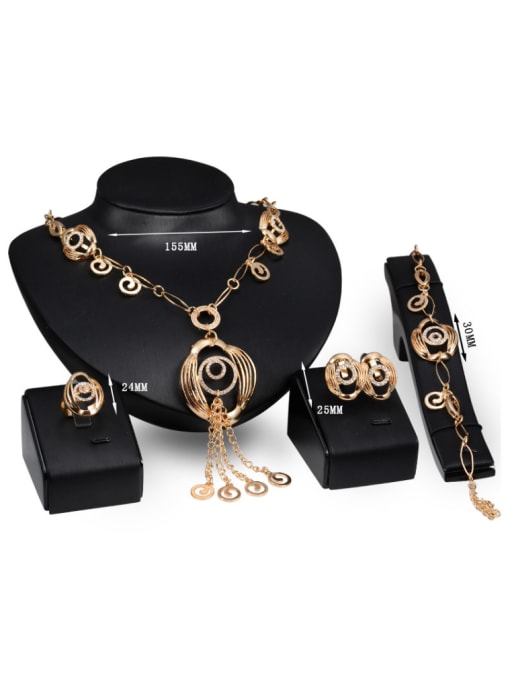 BESTIE 2018 Alloy Imitation-gold Plated Ethnic style Rhinestones Four Pieces Jewelry Set 2