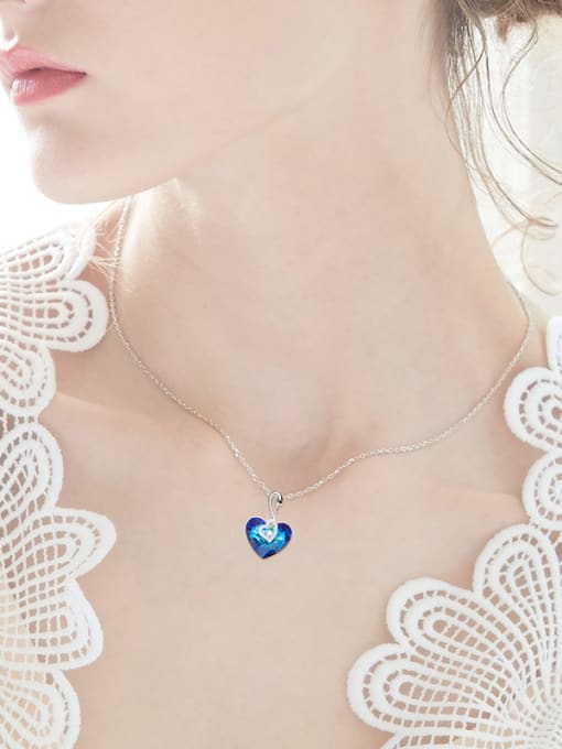 CEIDAI Fashion Heart austrian Crystal Swan Pendant Copper Necklace 1