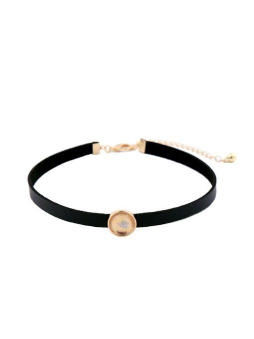 KM Simple Colorful Artificial Stones Alloy Choker 1