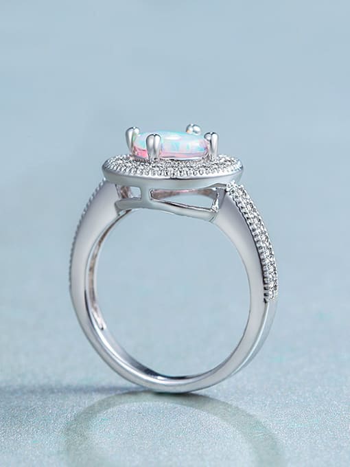 White 2018 Round Opal Stone Engagement Ring