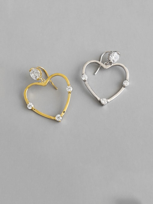 DAKA 925 Sterling Silver With  Cubic Zirconia Simplistic Heart Drop Earrings 3