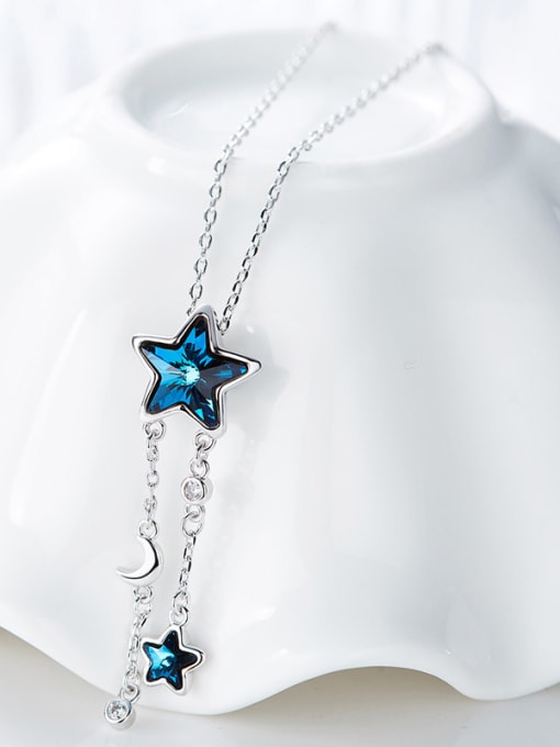 CEIDAI Fashion Blue Star austrian Crystals Copper Pendant 2
