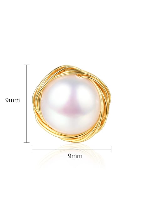 BLING SU Copper With gold Plated  Imitation Pearl Stud Earrings 3