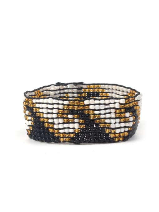 HB642-B Geometric Pattern National Style Exaggerate Woven Bracelet