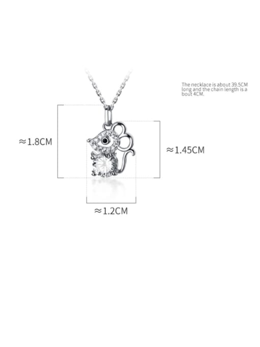Rosh 925 Sterling Silver With Platinum Plated Cute Mouse Pendant Necklaces 4