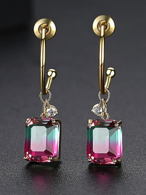 Colorful-T04F16 Alloy With Cubic Zirconia Simplistic Geometric Hook Earrings