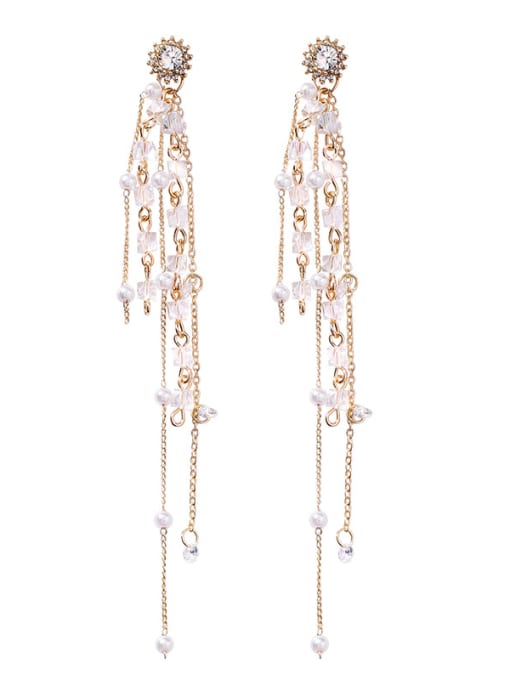 Girlhood Alloy With Gold Plated Long section multi-layer tassel Charm Drop Earrings 0