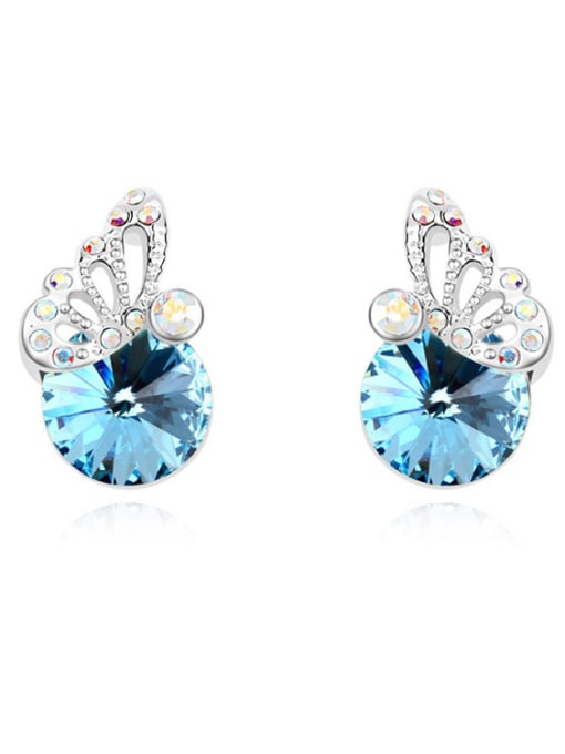 blue Fashion austrian Crystals Little Butterfly Alloy Stud Earrings