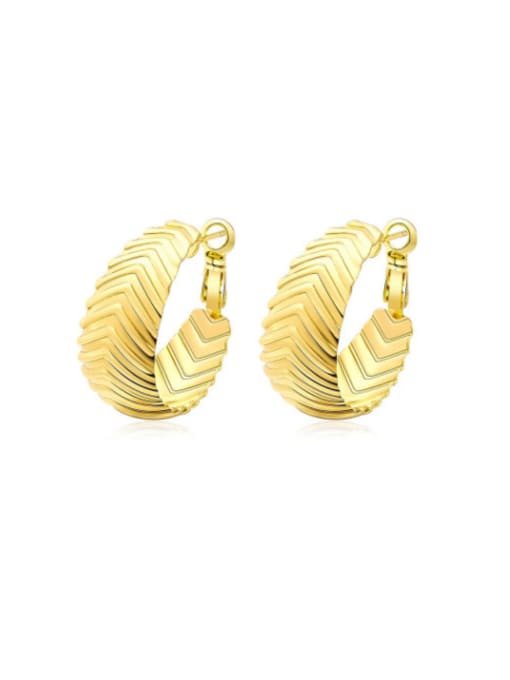 Ronaldo Creative 18K Gold Plated Round Shaped Lines Earrings 0