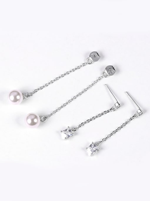 Peng Yuan Freshwater Pearl Zircon Silver Earrings 2