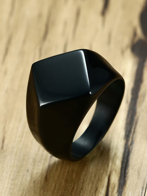 Black Personality Black Gun Plated Diamond Shaped Titanium Ring