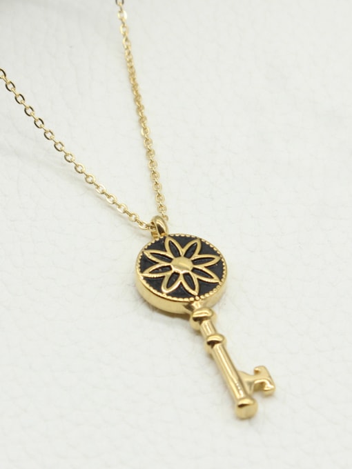 Golden Gold Plated Key Shaped Necklace