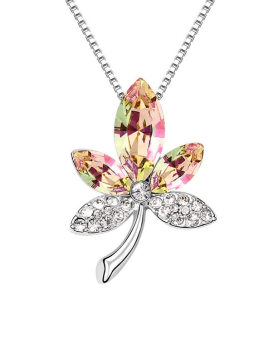 yellow Fashion Maple Leaf austrian Crystals Alloy Necklace