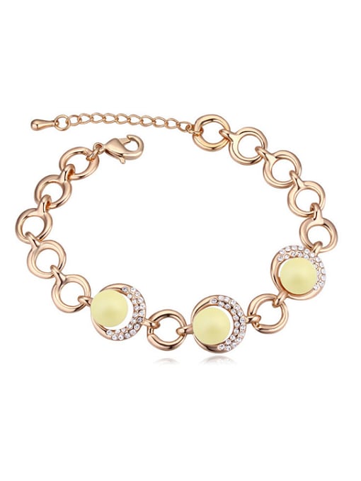yellow Fashion Champagne Gold Plated Imitation Pearls Alloy Bracelet