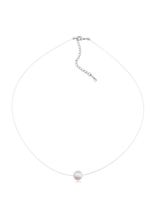 White Simple Single Imitation Pearl Alloy Necklace